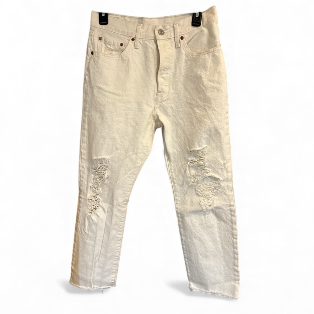 Levi’s 501 Premium White Distressed High Rise Jeans W29 L26